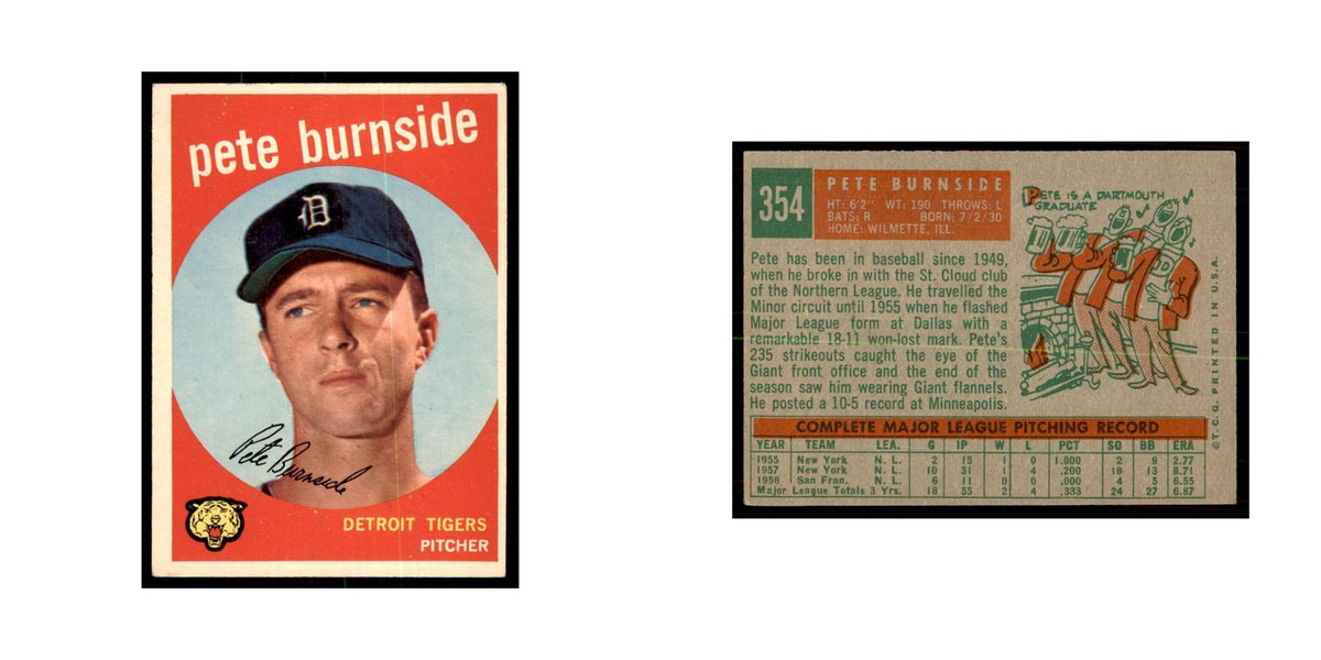 1959 Topps Pete Burnside Baseball Cards #354