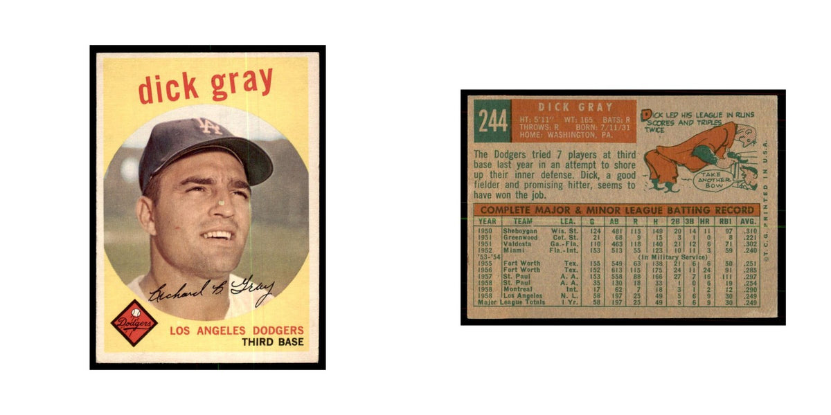 1959 Topps Dick Gray Baseball Cards #244