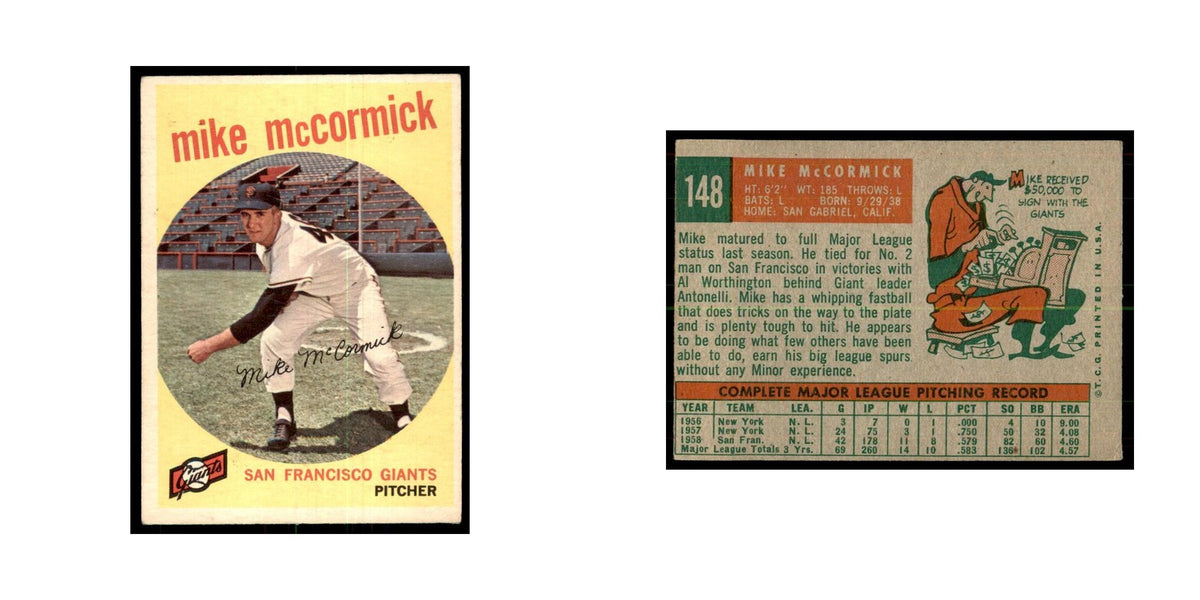 1959 Topps Mike McCormick Baseball Cards #148