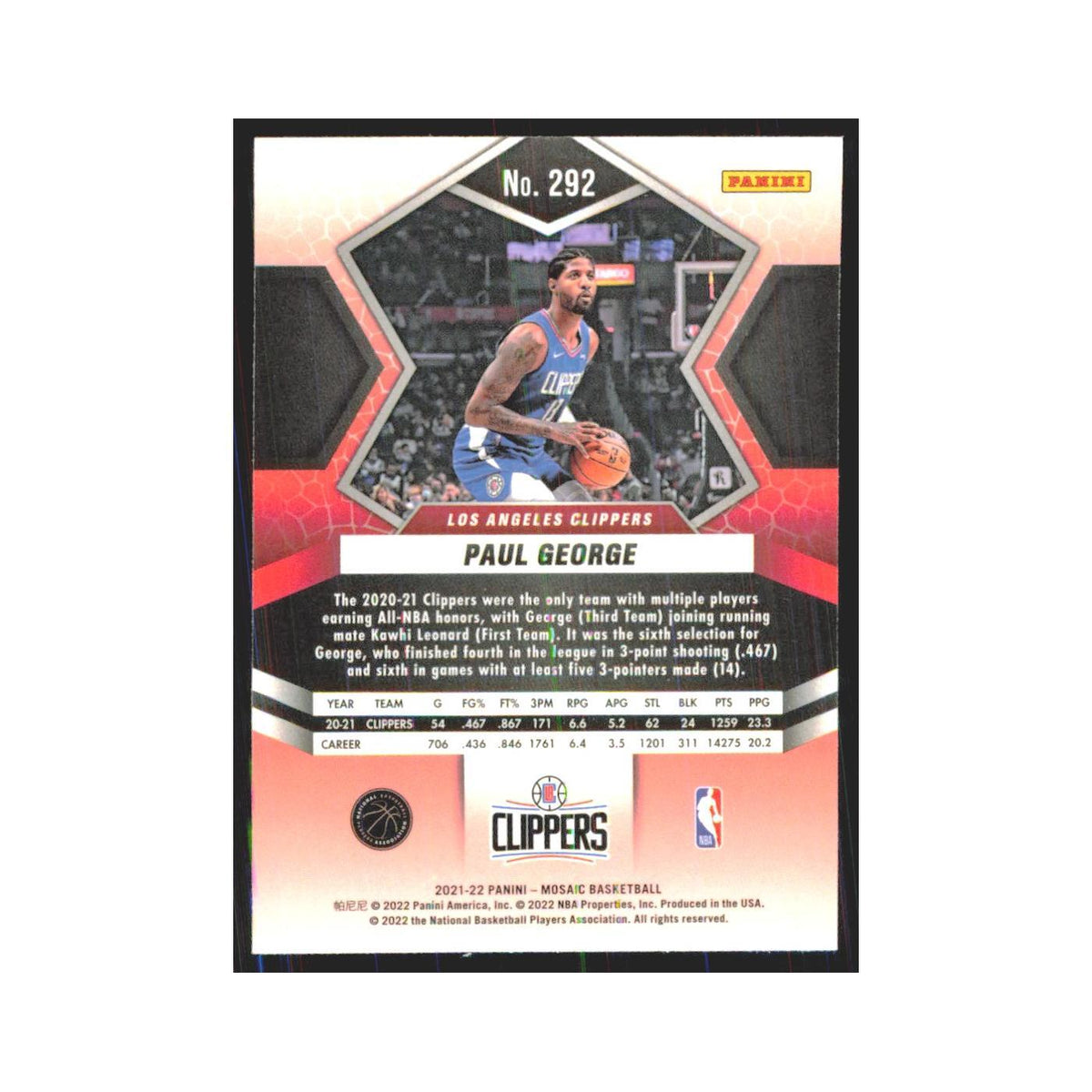 2021 Panini Mosaic Paul George Clippers #292