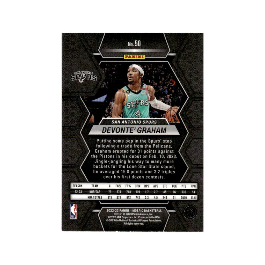 Devonte' Graham 2022 Panini Mosaic #50 San Antonio Spurs Basketball Card NM