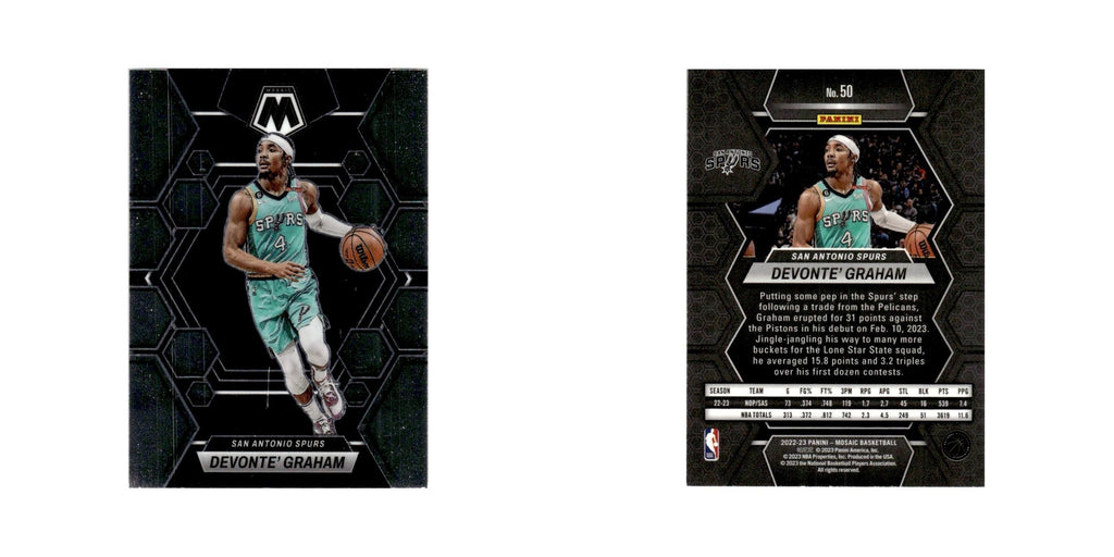 Devonte' Graham 2022 Panini Mosaic #50 San Antonio Spurs Basketball Card NM