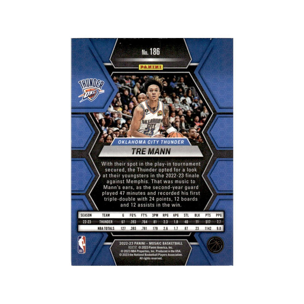 Tre Mann 2022 Panini Mosaic #186 Oklahoma City Thunder Basketball Card NM