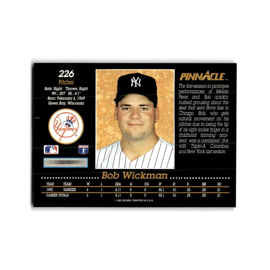 Bob Wickman 1993 Pinnacle #226 New York Yankees Baseball Card NM