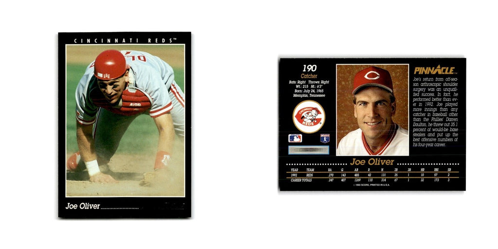 Joe Oliver 1993 Pinnacle #190 Cincinnati Reds Baseball Card NM