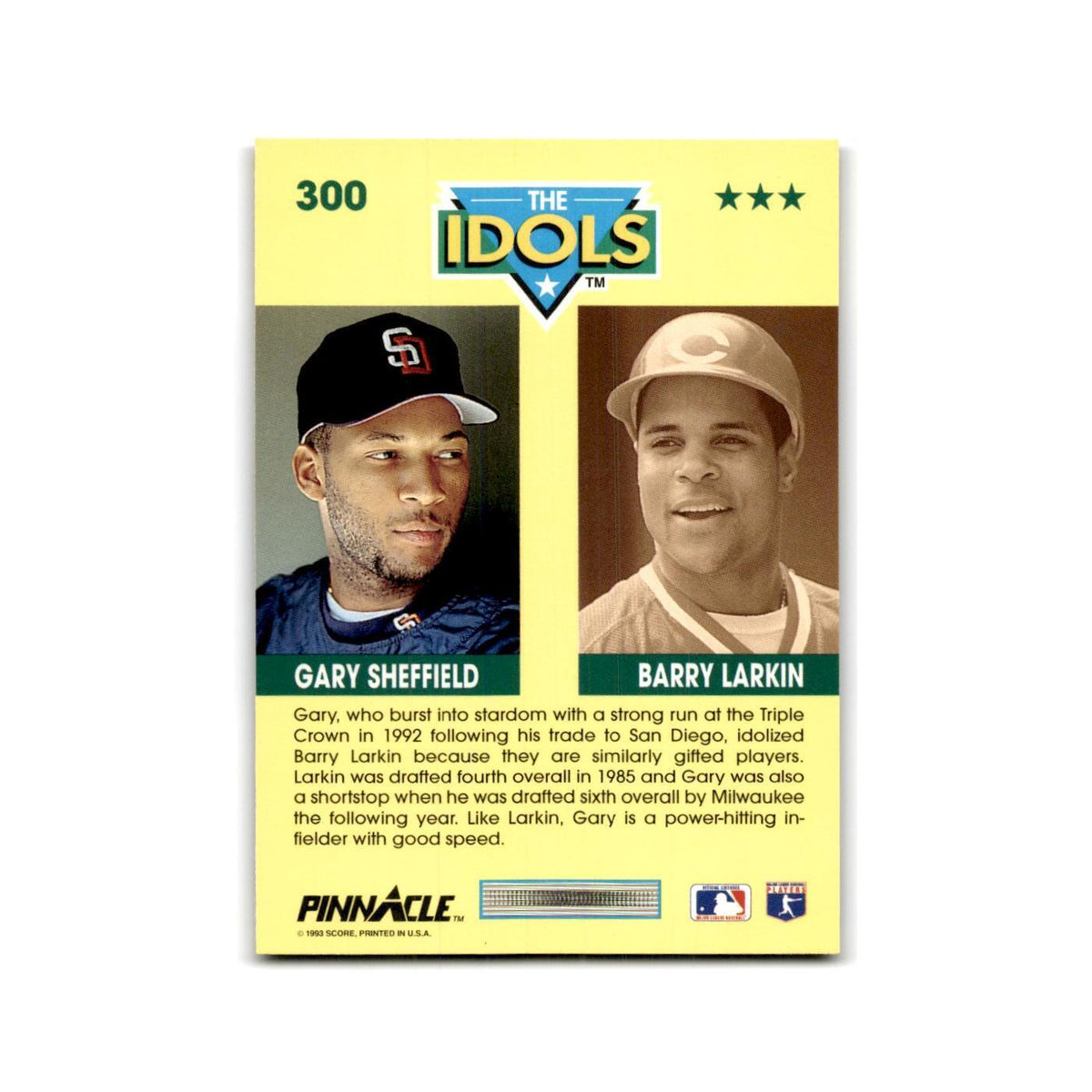 Gary Sheffield Barry Larkin 1993 Pinnacle #300 NM