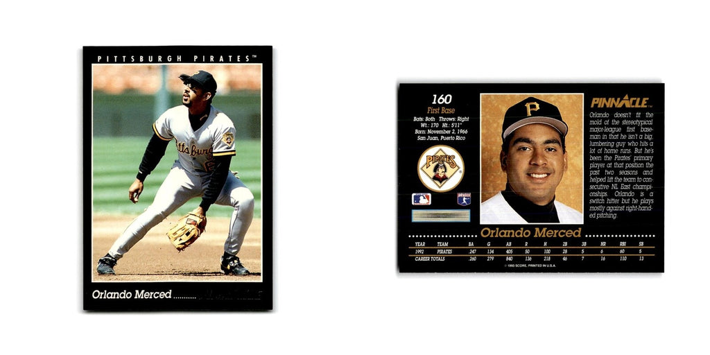 Orlando Merced 1993 Pinnacle #160 Pittsburgh Pirates Baseball Card NM