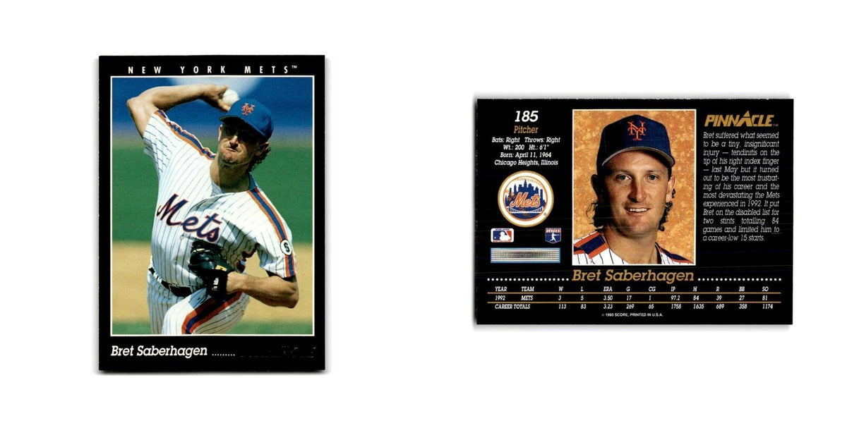 Bret Saberhagen 1993 Pinnacle #185 New York Mets Baseball Card NM