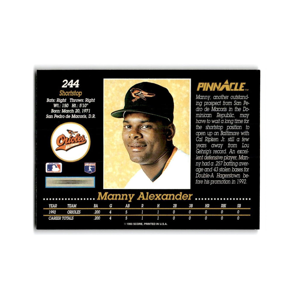 Manny Alexander Rookie 1993 Pinnacle #244 Baltimore Orioles Baseball Card NM