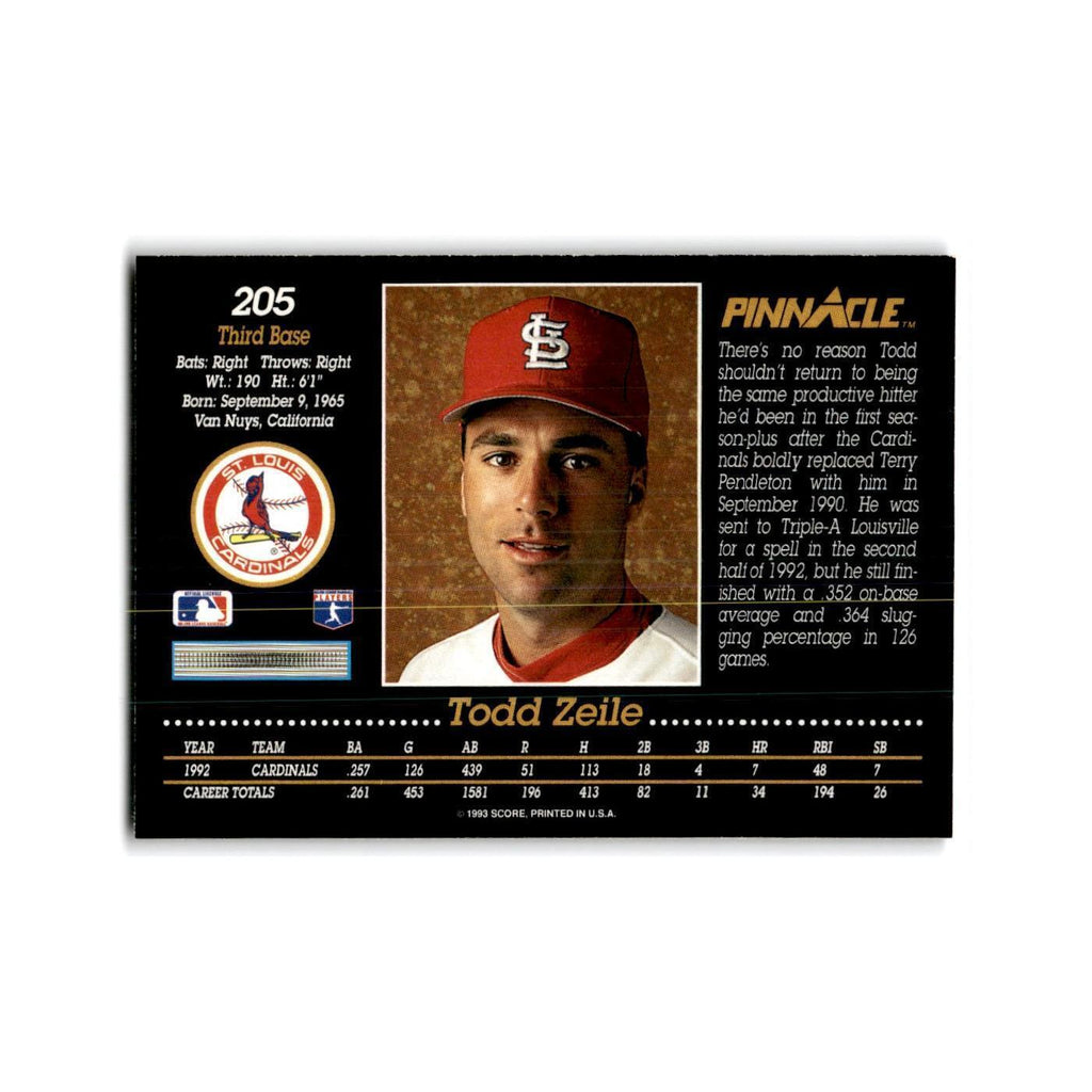 Todd Zeile 1993 Pinnacle #205 St. Louis Cardinals Baseball Card NM
