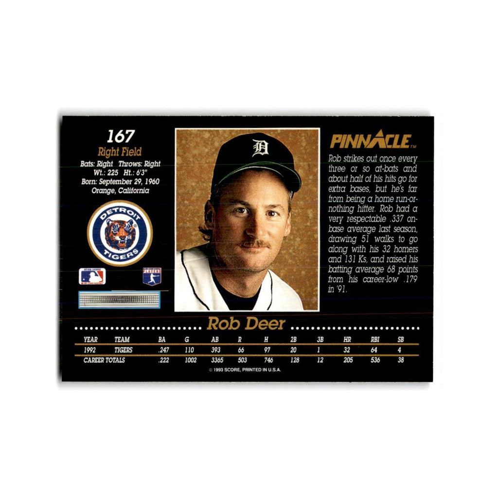 Rob Deer 1993 Pinnacle #167 Detroit Tigers Baseball Card NM