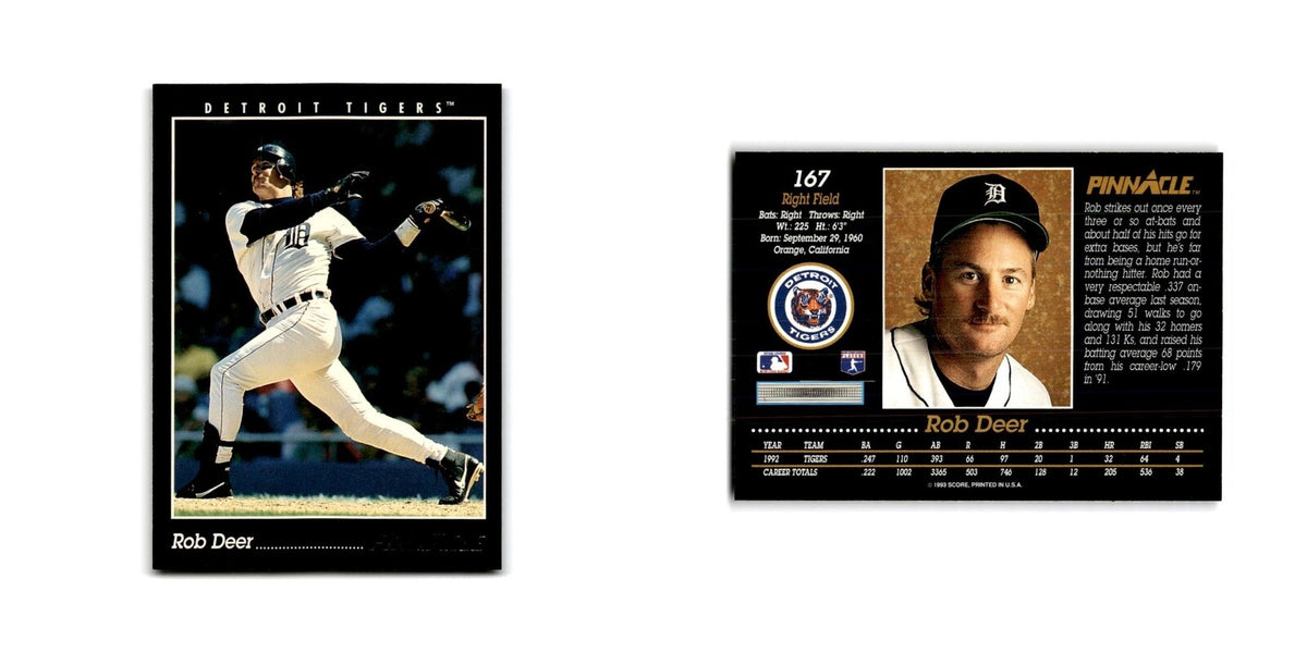 Rob Deer 1993 Pinnacle #167 Detroit Tigers Baseball Card NM