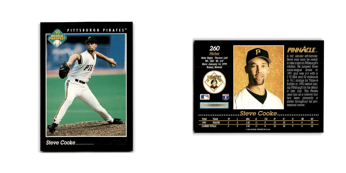 Steve Cooke Rookie 1993 Pinnacle #260 Pittsburgh Pirates Baseball Card NM