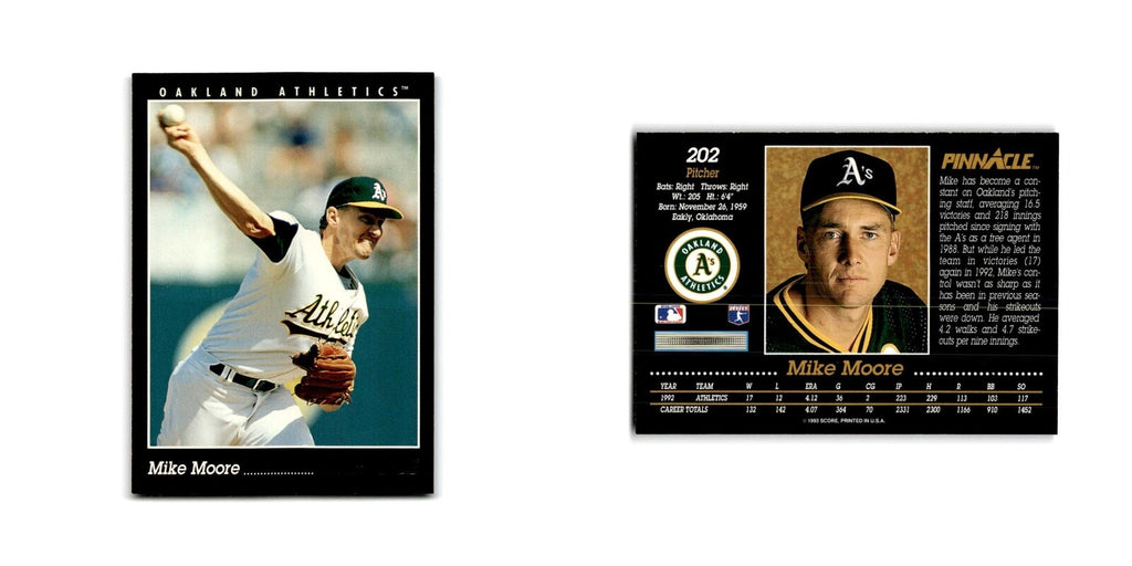 Mike Moore 1993 Pinnacle #202 Oakland Athletics Baseball Card NM