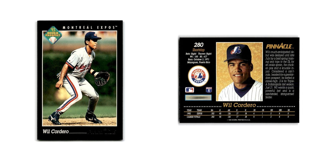 Wil Cordero Rookie 1993 Pinnacle #280 Montreal Expos Baseball Card NM