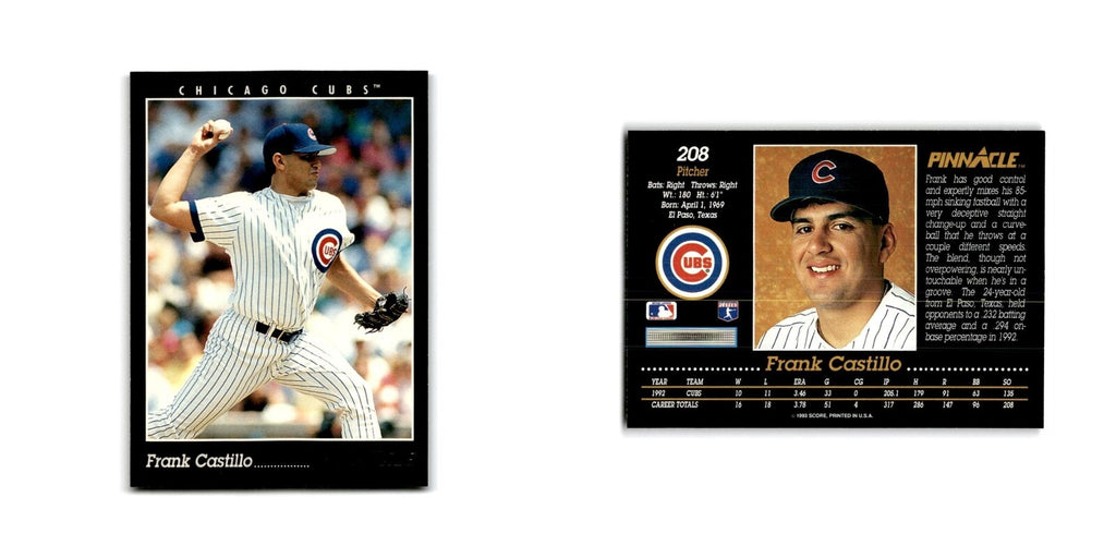 Frank Castillo 1993 Pinnacle #208 Chicago Cubs Baseball Card NM