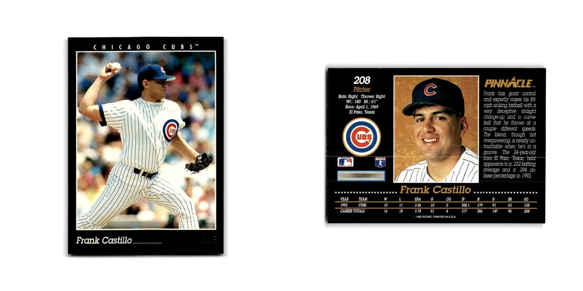 Frank Castillo 1993 Pinnacle #208 Chicago Cubs Baseball Card NM