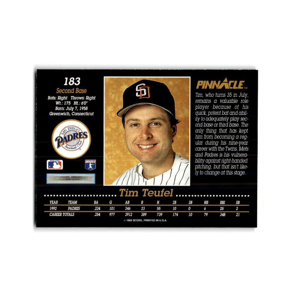 Tim Teufel 1993 Pinnacle #183 San Diego Padres Baseball Card NM