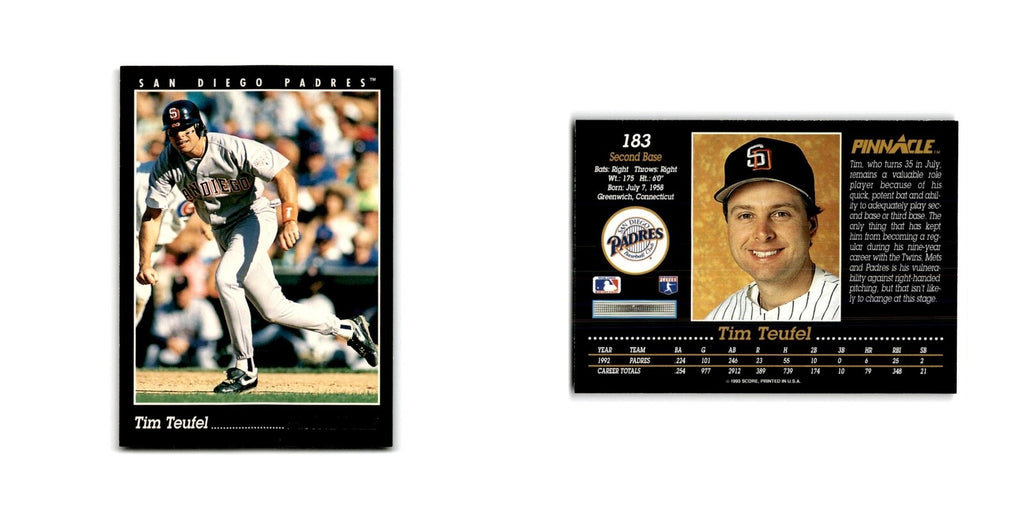 Tim Teufel 1993 Pinnacle #183 San Diego Padres Baseball Card NM