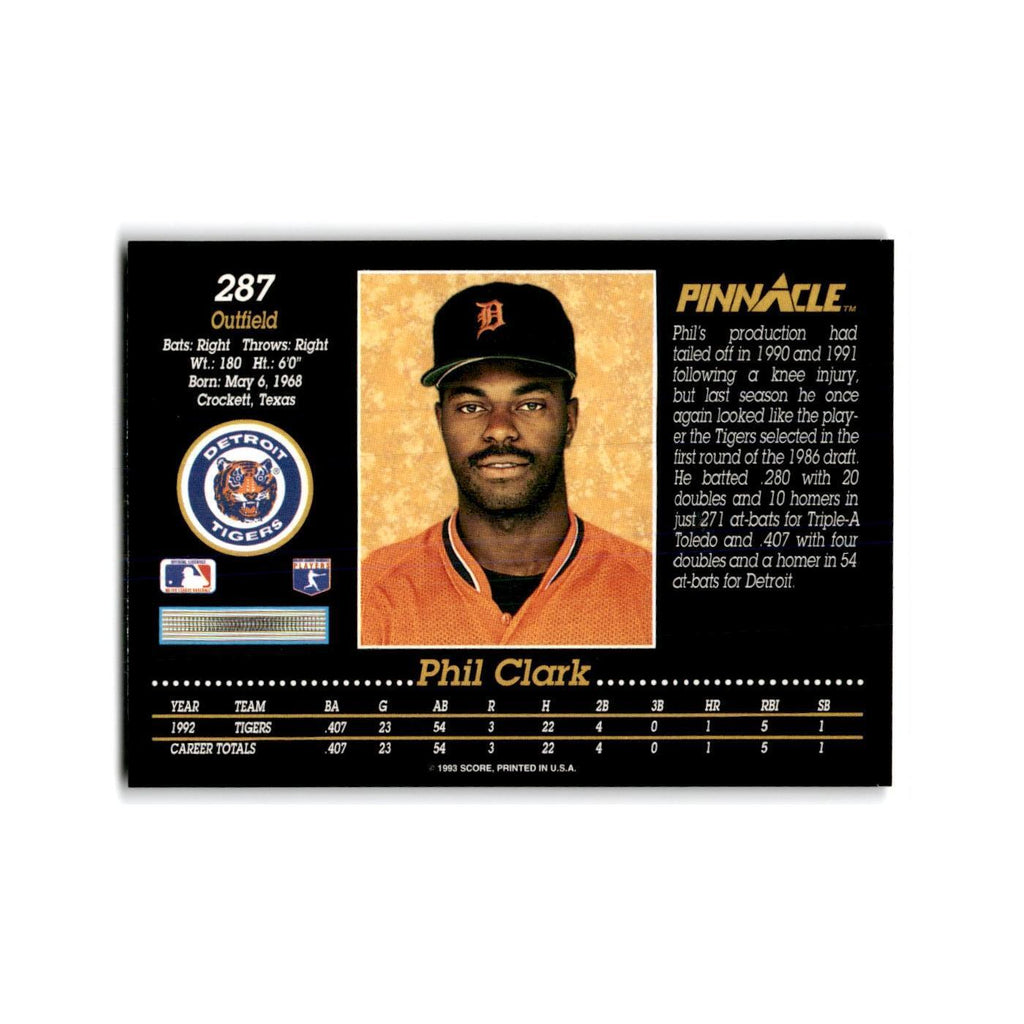 Phil Clark Rookie 1993 Pinnacle #287 Detroit Tigers Baseball Card NM