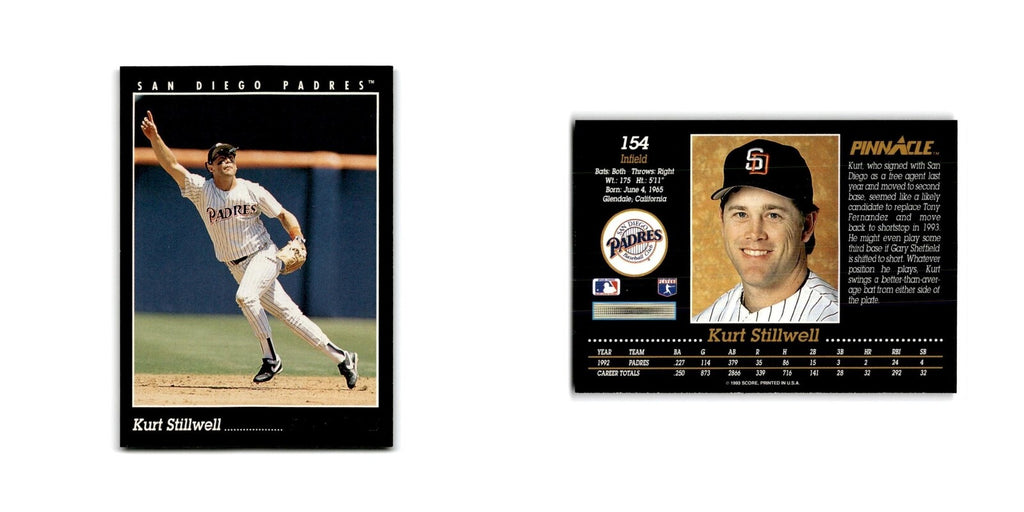 Kurt Stillwell 1993 Pinnacle #154 San Diego Padres Baseball Card NM