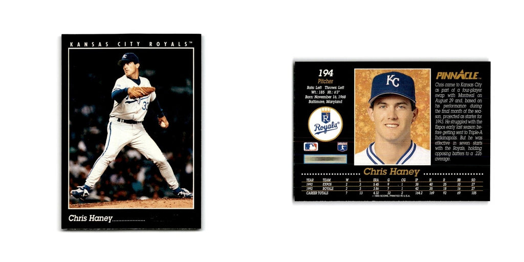 Chris Haney 1993 Pinnacle #194 Kansas City Royals Baseball Card NM