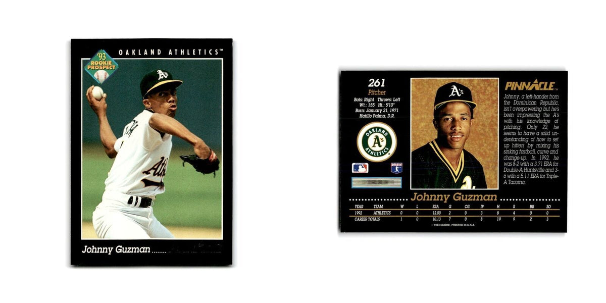Johnny Guzman Rookie 1993 Pinnacle #261 Oakland Athletics Baseball Card NM