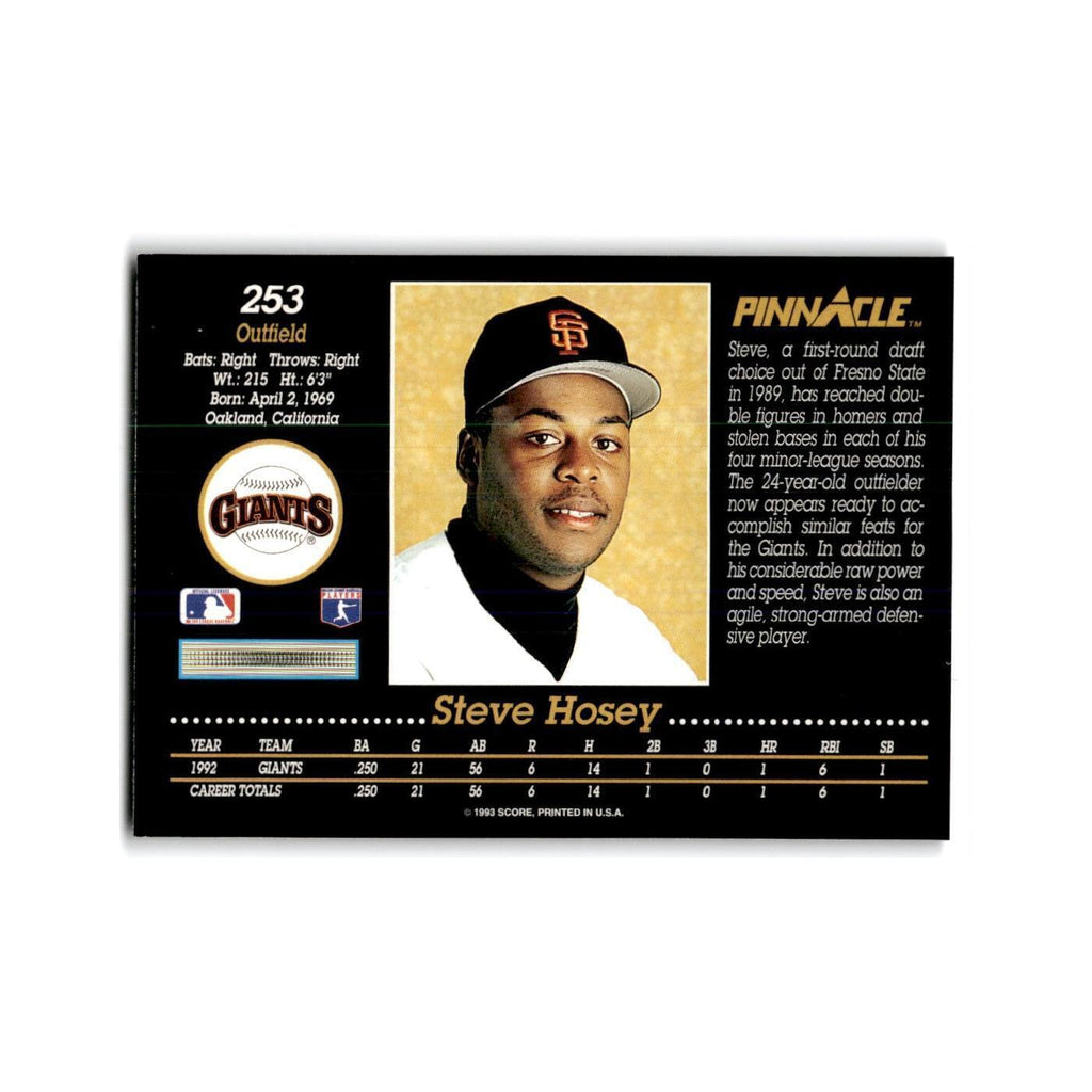 Steve Hosey Rookie 1993 Pinnacle #253 San Francisco Giants Baseball Card NM