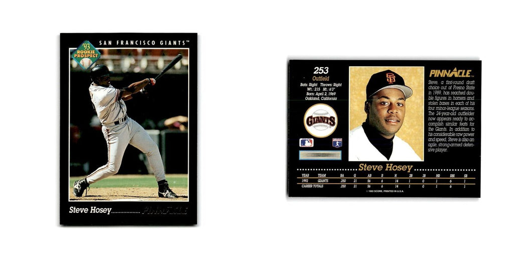 Steve Hosey Rookie 1993 Pinnacle #253 San Francisco Giants Baseball Card NM