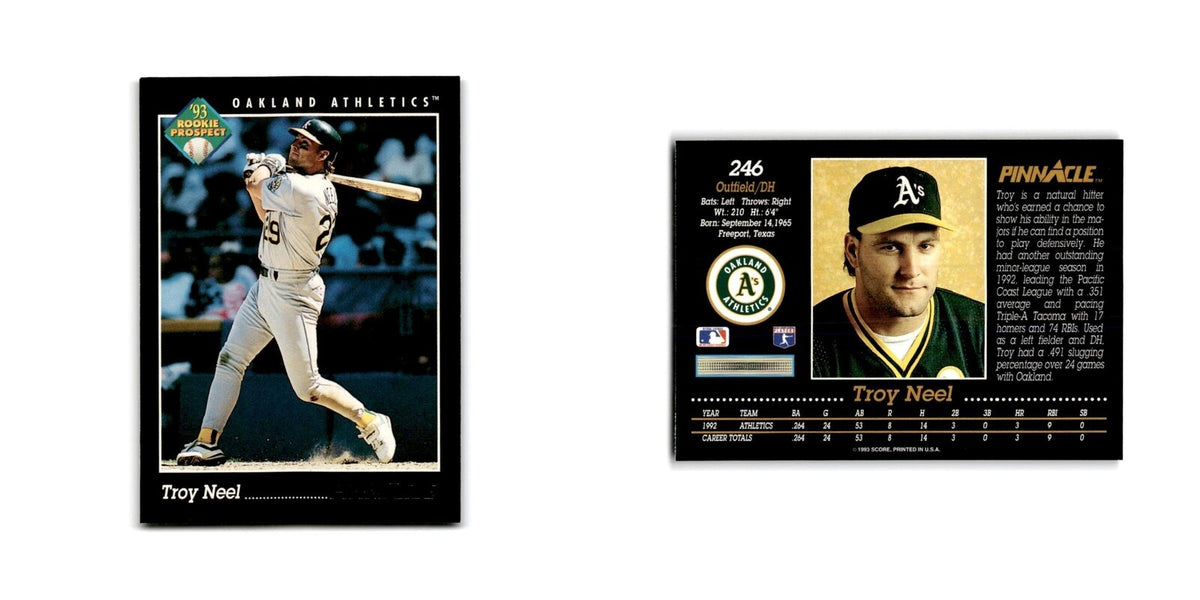 Troy Neel Rookie 1993 Pinnacle #246 Oakland Athletics Baseball Card NM