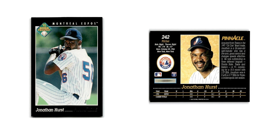 Jonathan Hurst Rookie 1993 Pinnacle #242 Montreal Expos Baseball Card NM