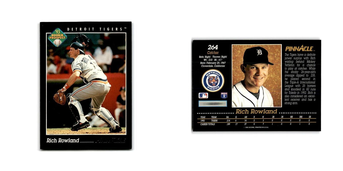 Rich Rowland Rookie 1993 Pinnacle #264 Detroit Tigers Baseball Card NM