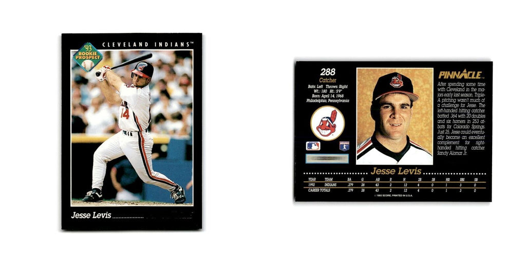 Jesse Levis Rookie 1993 Pinnacle #288 Cleveland Indians Baseball Card NM