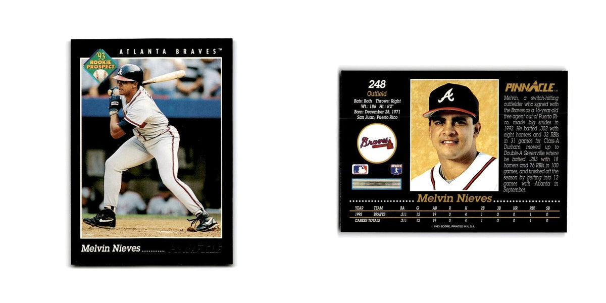 Melvin Nieves Rookie 1993 Pinnacle #248 Atlanta Braves Baseball Card NM