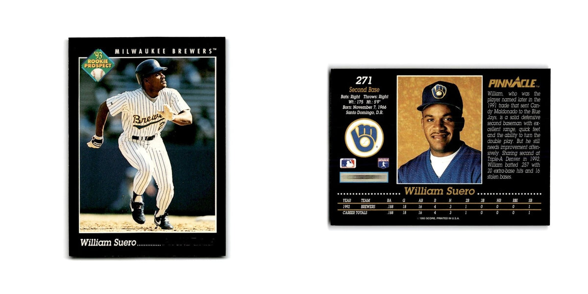 William Suero Rookie 1993 Pinnacle #271 Milwaukee Brewers Baseball Card NM