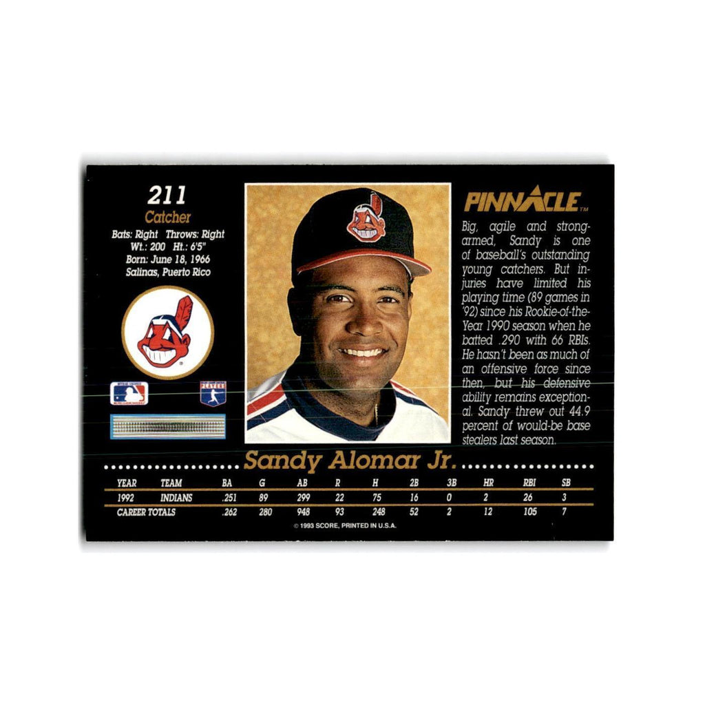 Sandy Alomar Jr. 1993 Pinnacle #211 Cleveland Indians Baseball Card NM