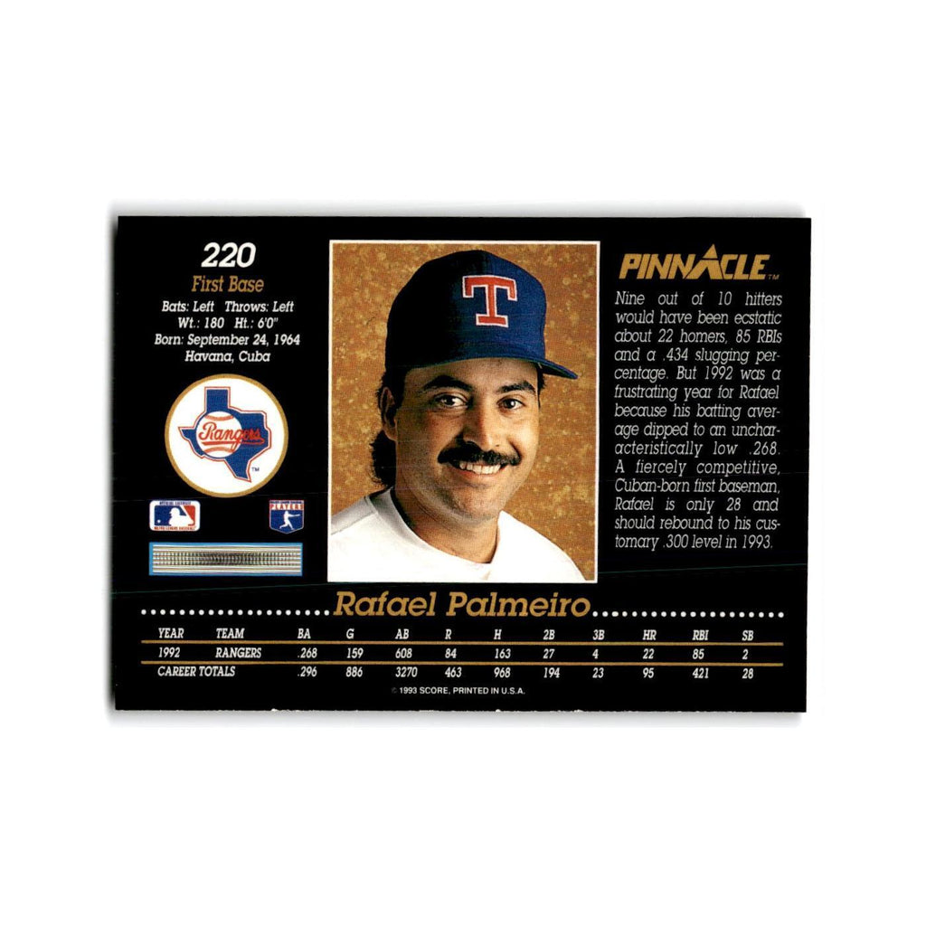 Rafael Palmeiro 1993 Pinnacle #220 Texas Rangers Baseball Card NM