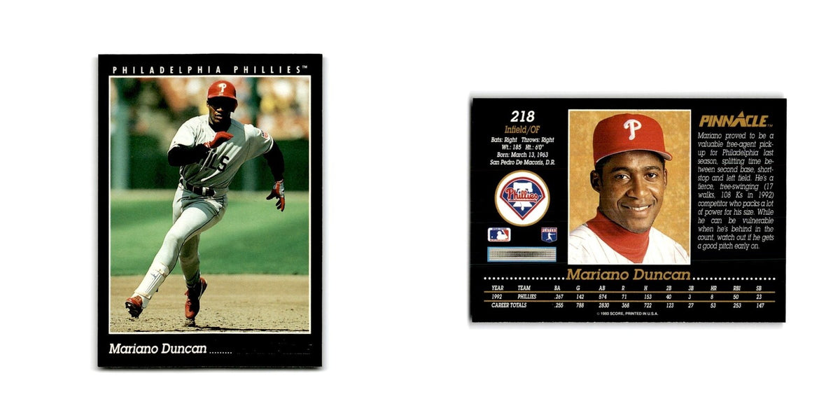 Mariano Duncan 1993 Pinnacle #218 Philadelphia Phillies Baseball Card NM