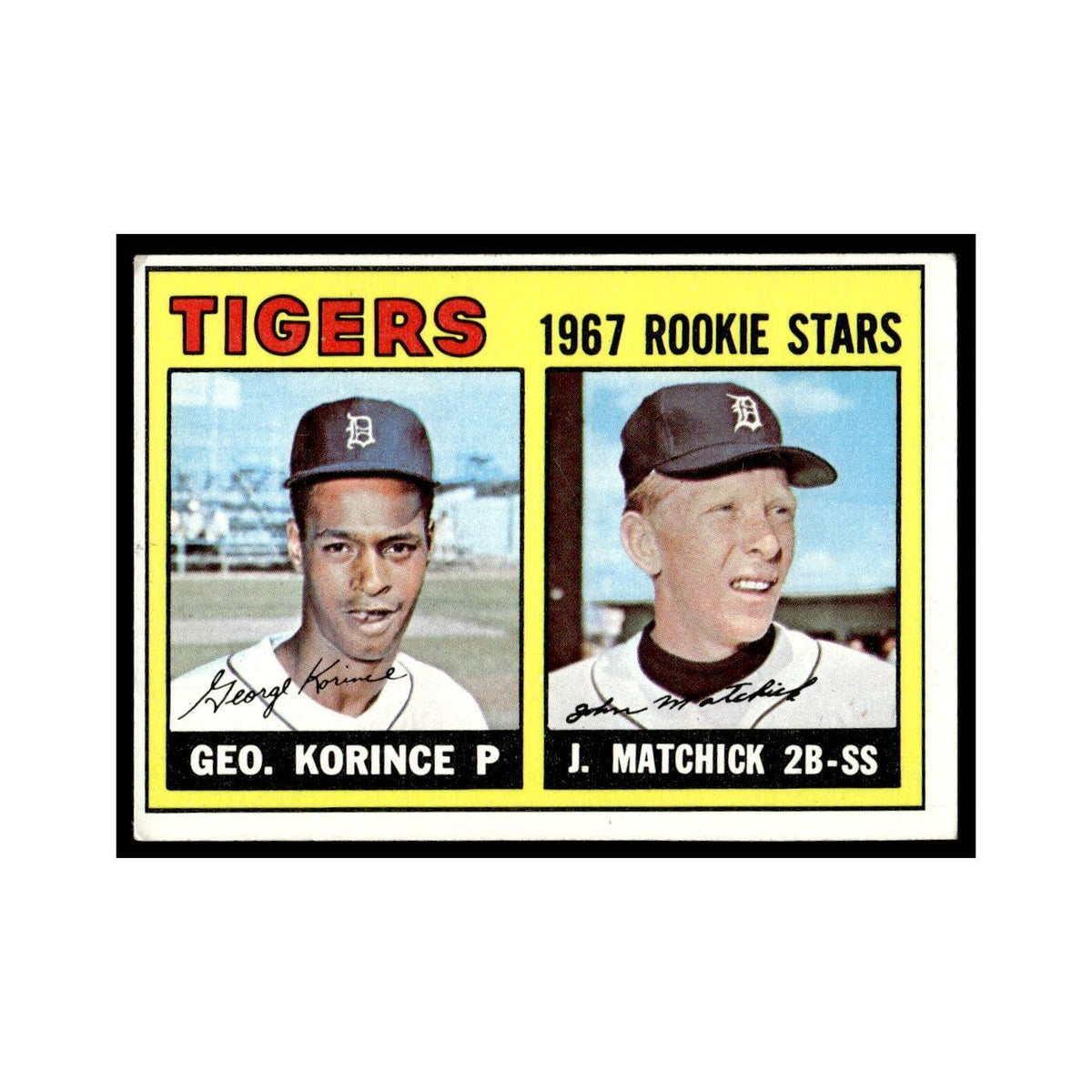 1967 Topps Baseball Card George Korince/Tom Matchick RC Tigers #72