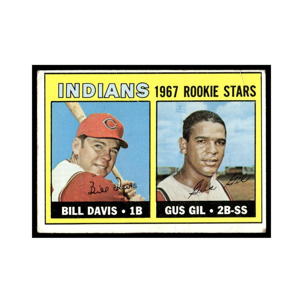 1967 Topps Baseball Card (Damaged) Bill Davis/Gus Gil RC Indians #253