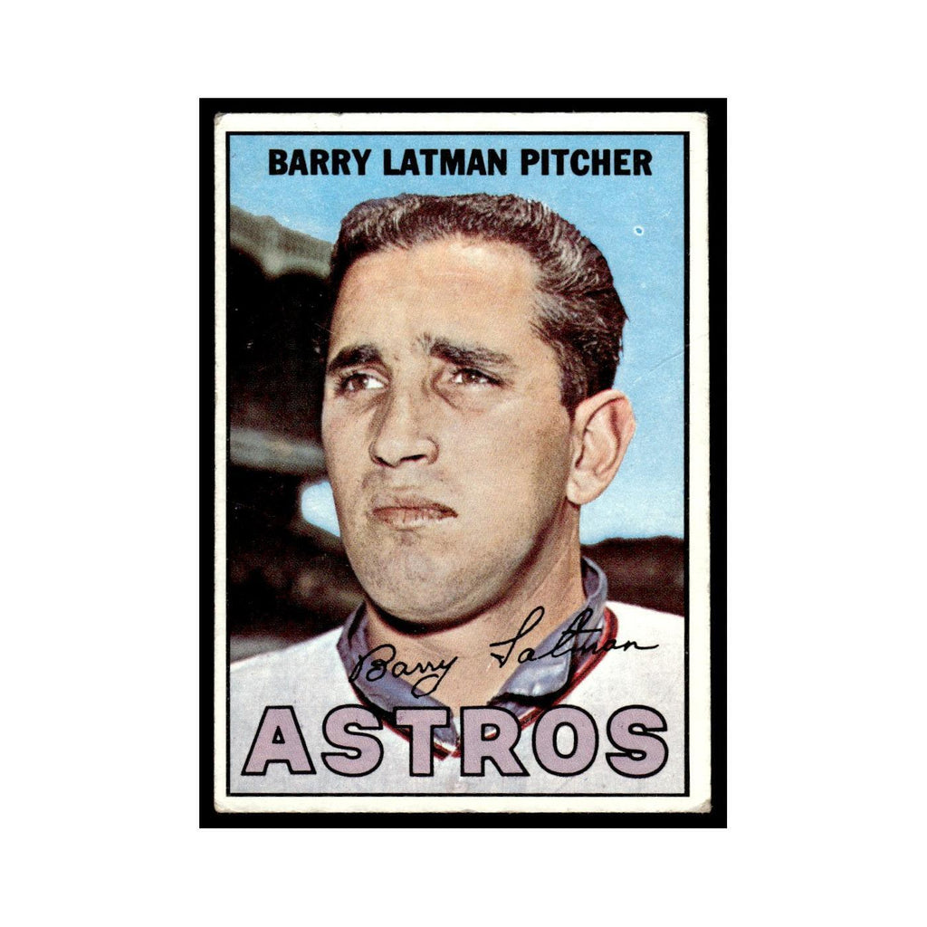 1967 Topps Baseball Card (Damaged) Barry Latman Astros #28