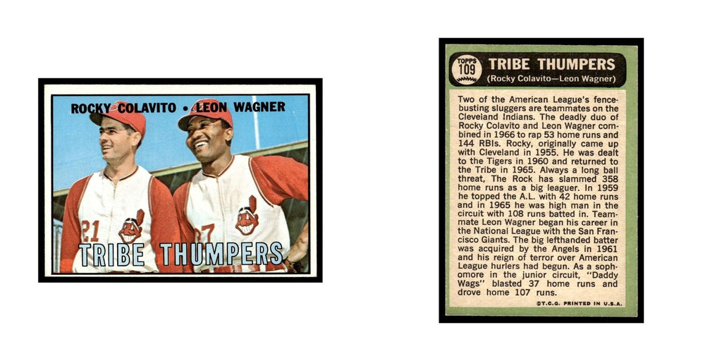 1967 Topps Baseball Card Rocky Colavito/Leon Wagner Indians #109