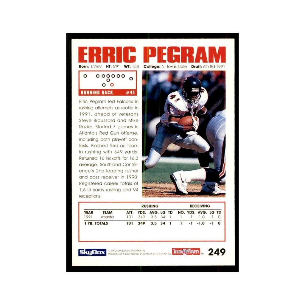1992 SkyBox Erric Pegram Football Cards #249