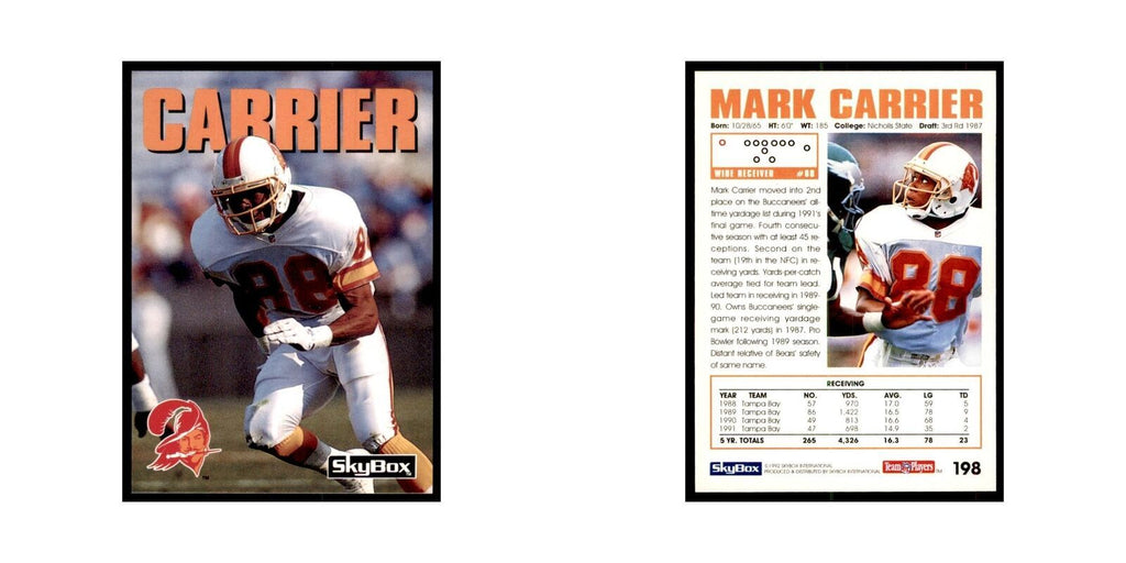 1992 SkyBox Mark Carrier Football Cards #198