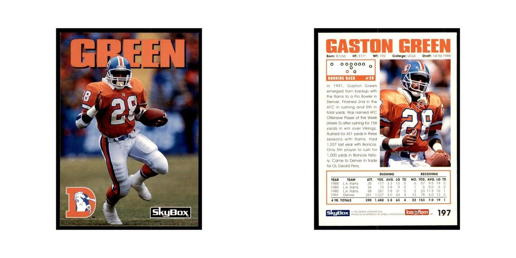 1992 SkyBox Gaston Green Football Cards #197