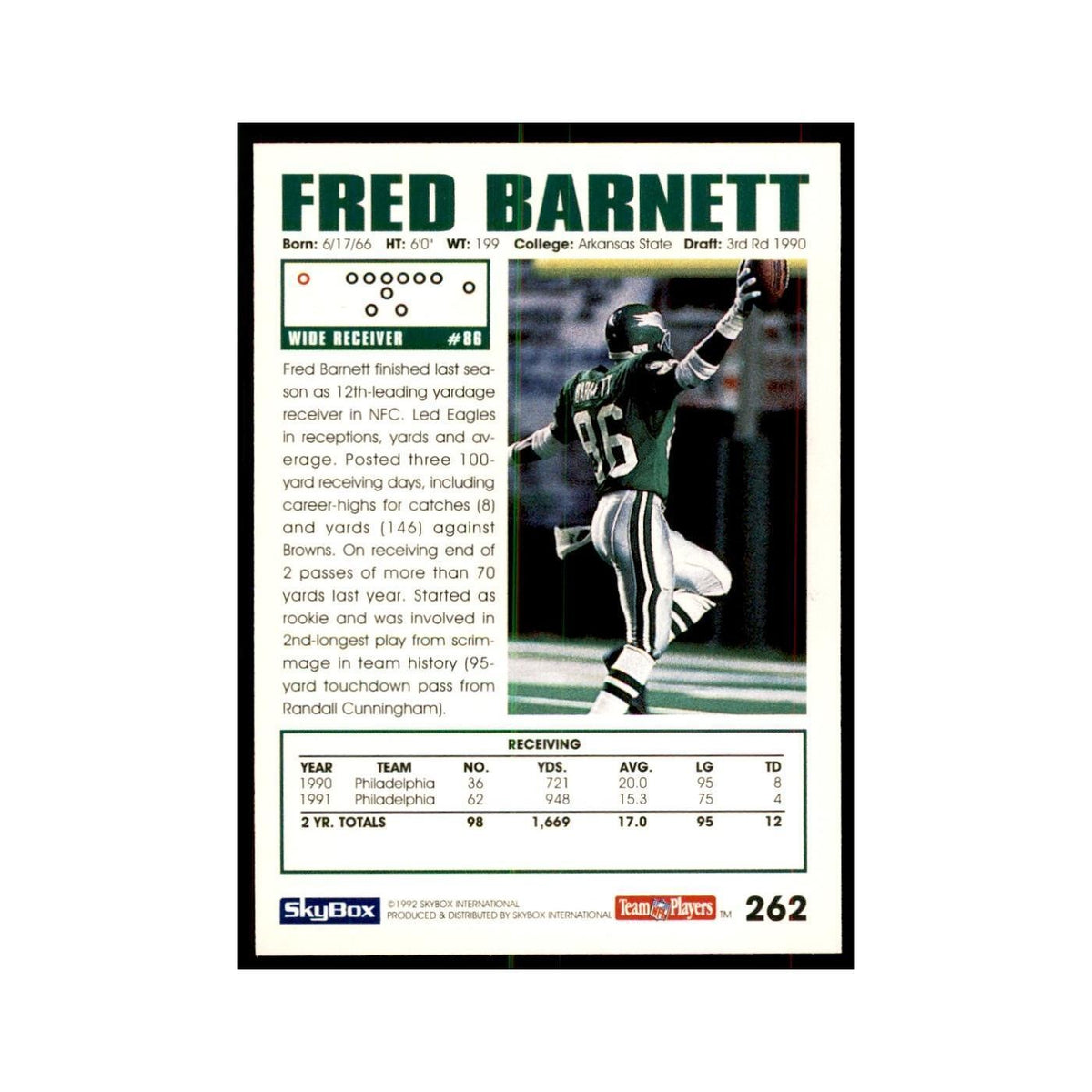 1992 SkyBox Fred Barnett Football Cards #262