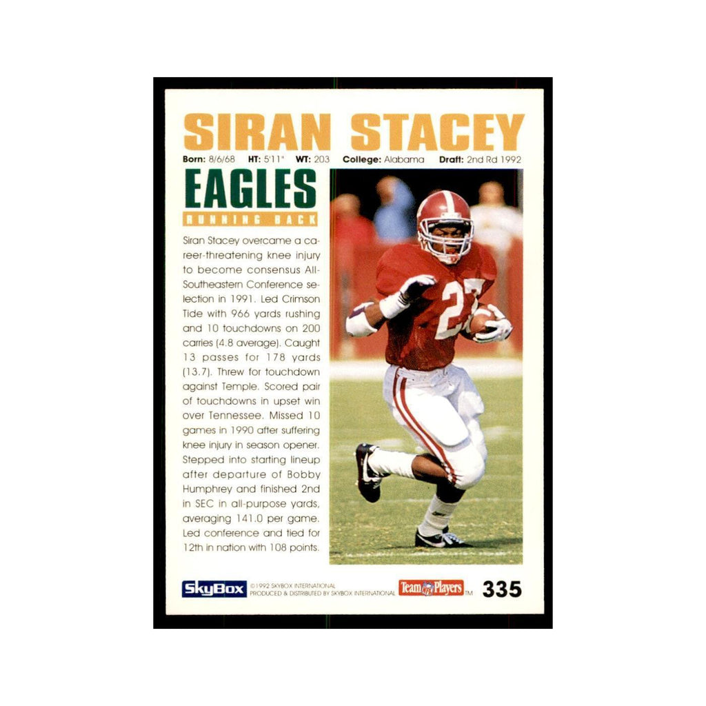 1992 SkyBox Siran Stacy RC Football Cards #335