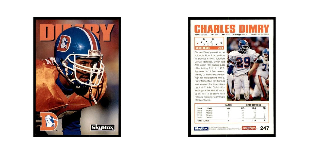1992 SkyBox Charles Dimry Football Cards #247