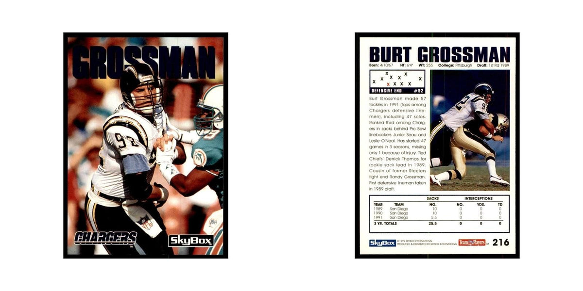 1992 SkyBox Burt Grossman Football Cards #216