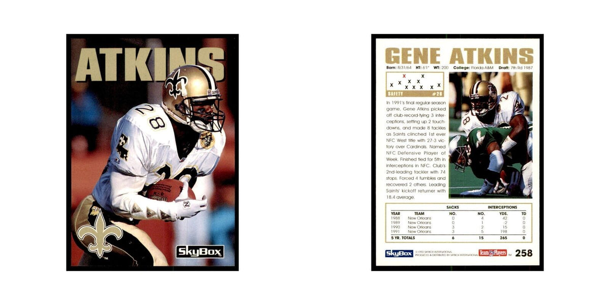 1992 SkyBox Gene Atkins Football Cards #258
